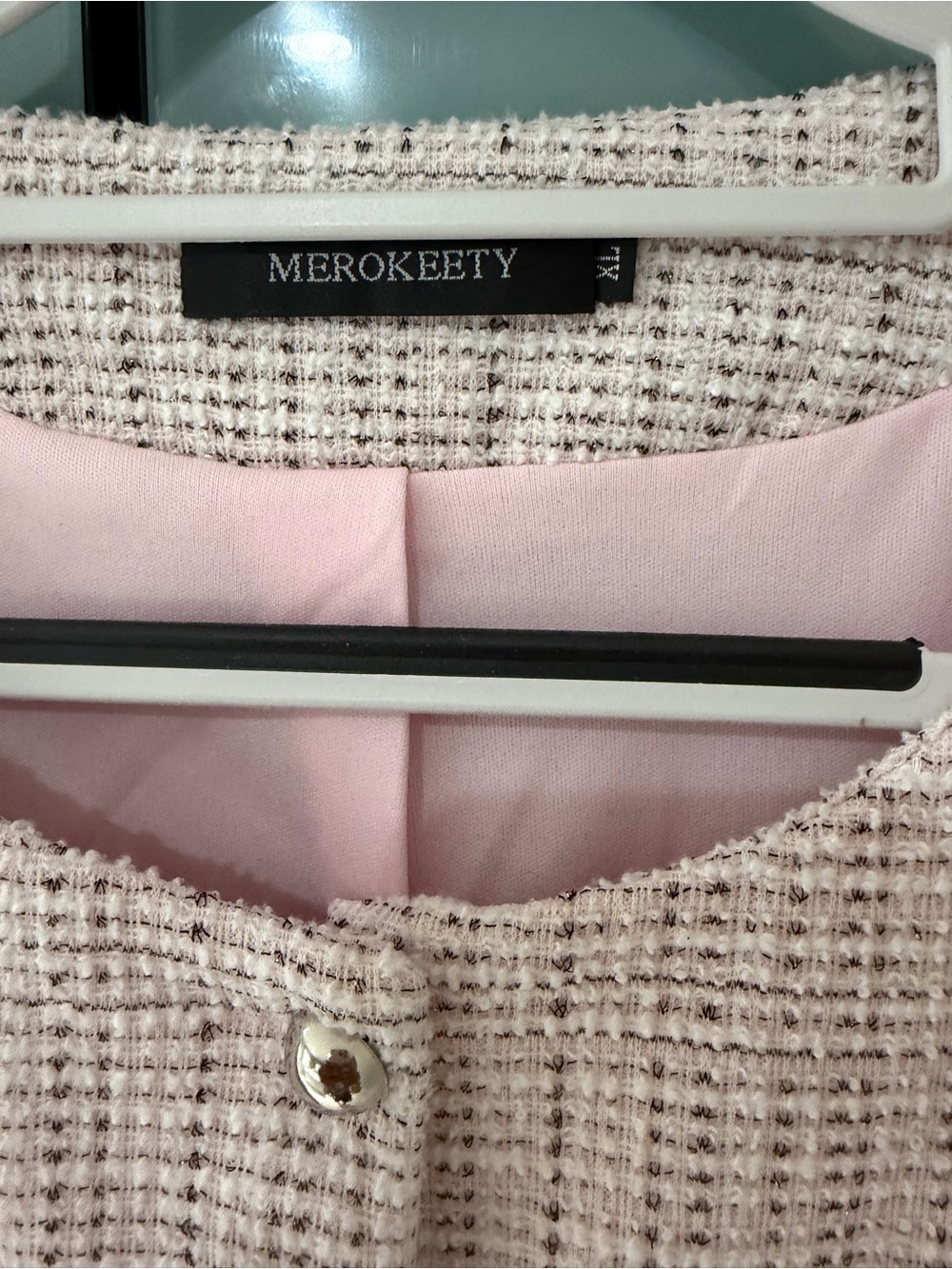 Pink Tweed Button-Front Jacket - Picture 3 of 5
